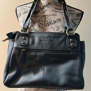 Stone Mountain - Blue Leather Shoulder Bag/Satchel